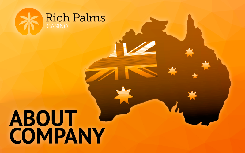 The area of Australia and the Rich Palms Casino logo
