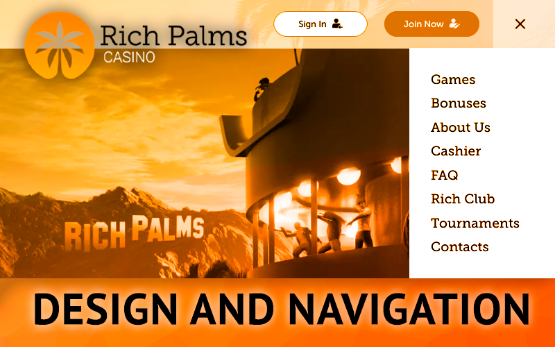 Rich Palms website add-on menu