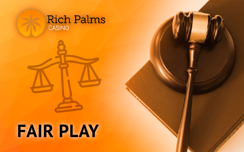 An icon of the scales of justice and the judging gavel next to the Rich Palms logo