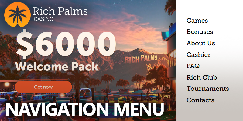 Rich Palms website add-on menu